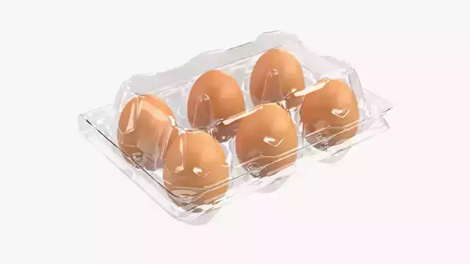 Egg food plastic package 6 eggs 3D model