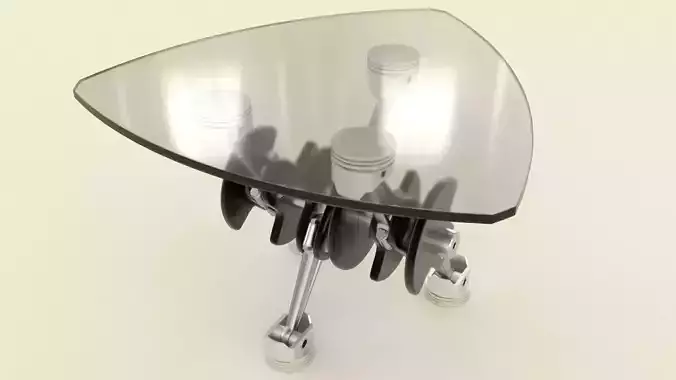 Mototable triangular glass table with wheels