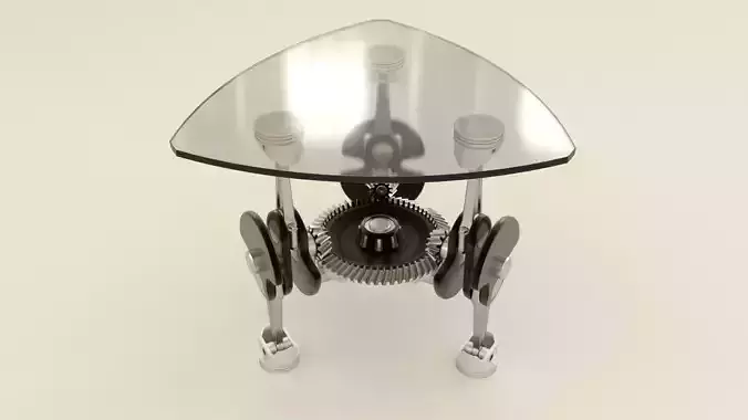Mototable triangular table with gears