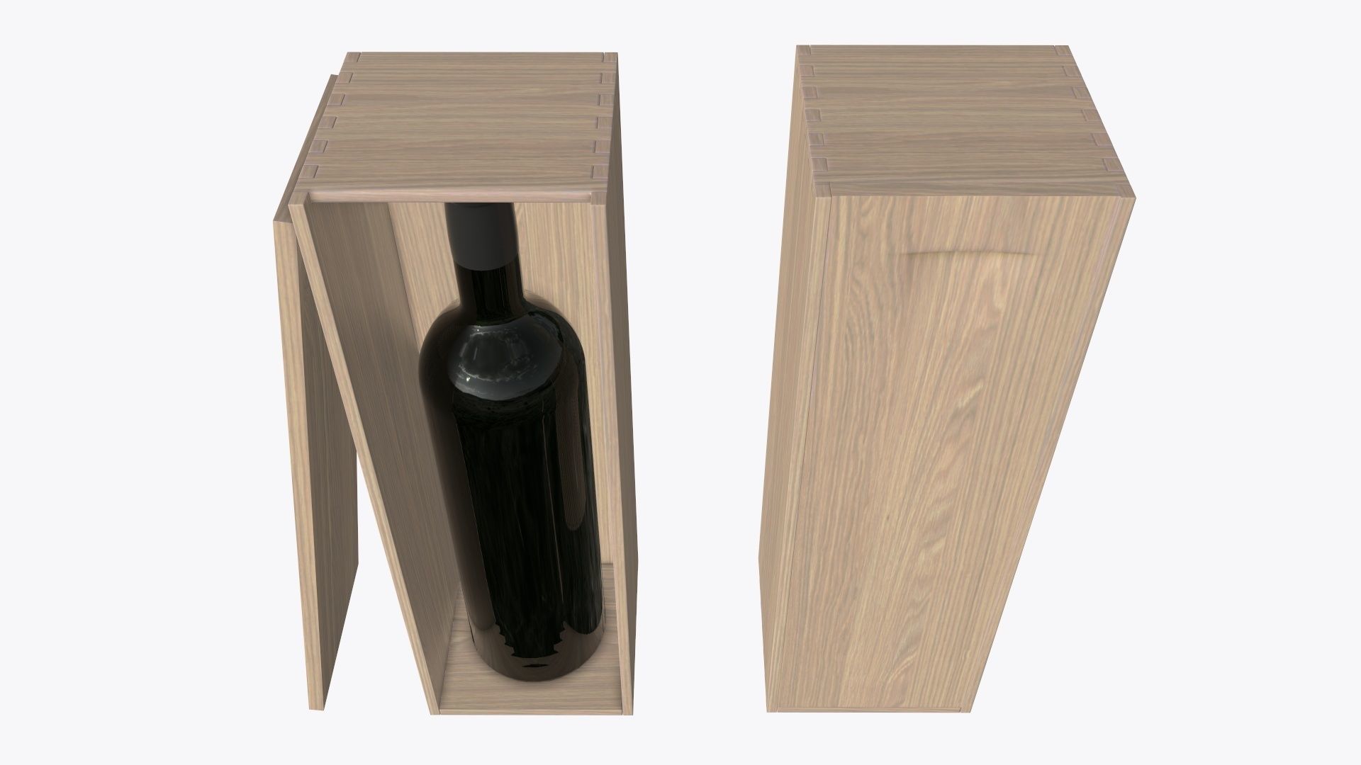 Wine bottle with wooden box 3D model_1