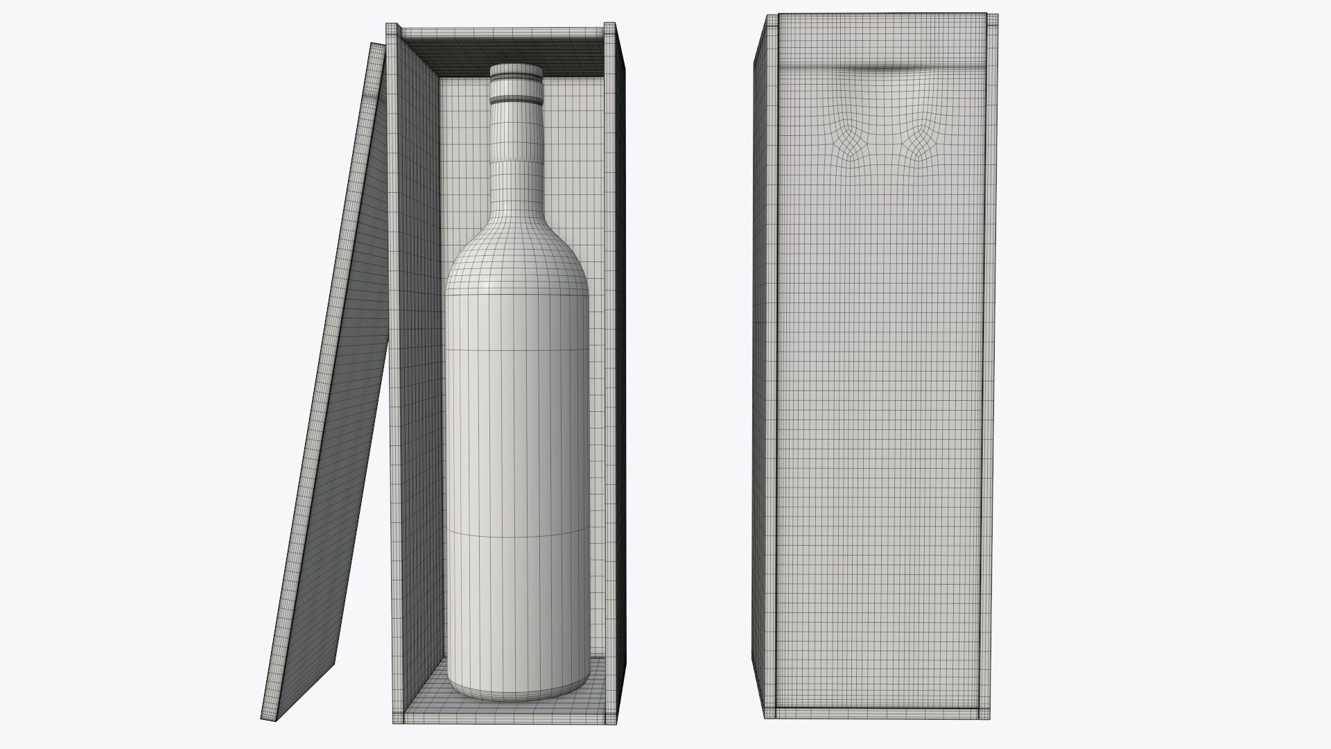 Wine bottle with wooden box 3D model_6