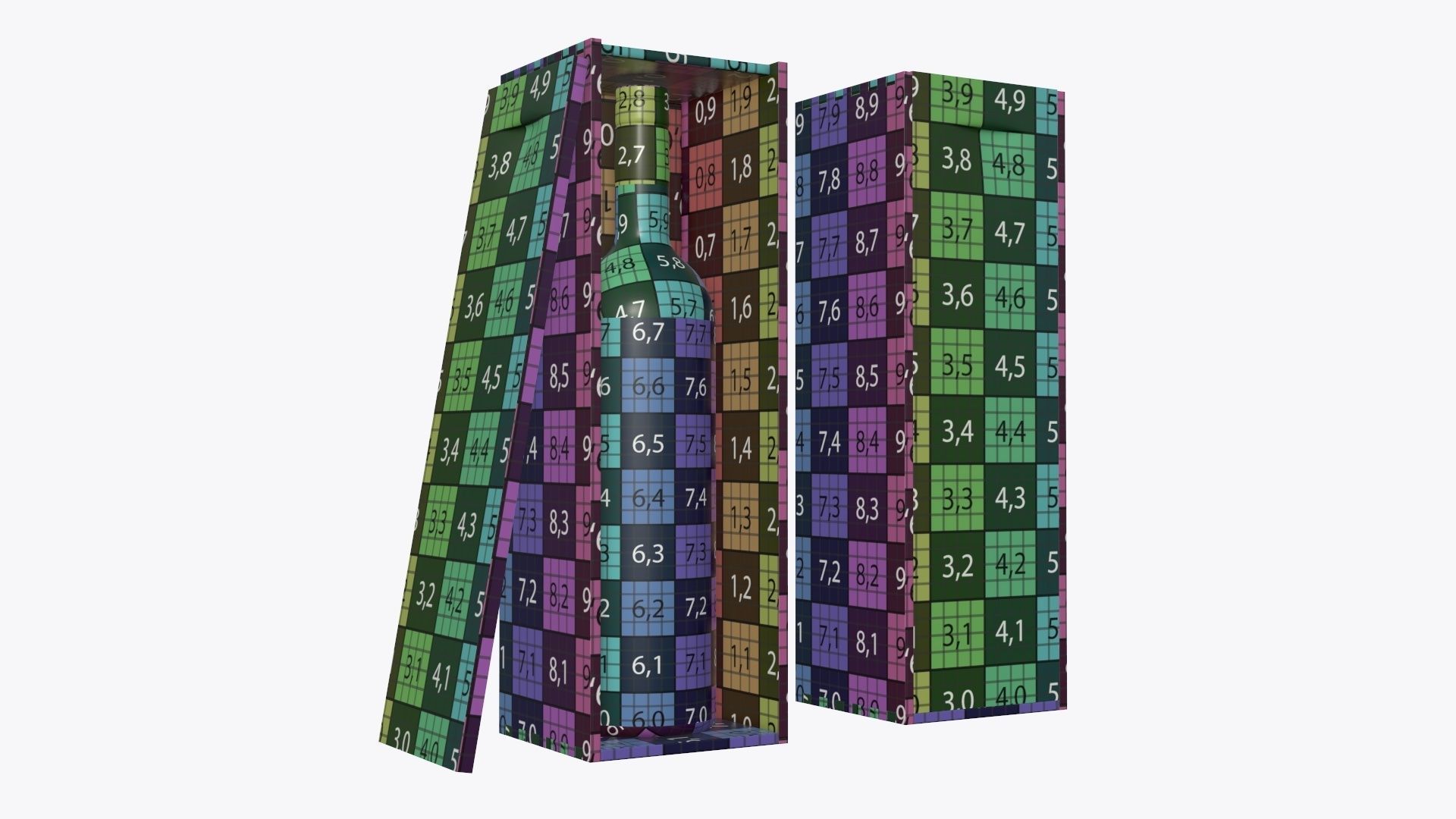 Wine bottle with wooden box 3D model_8