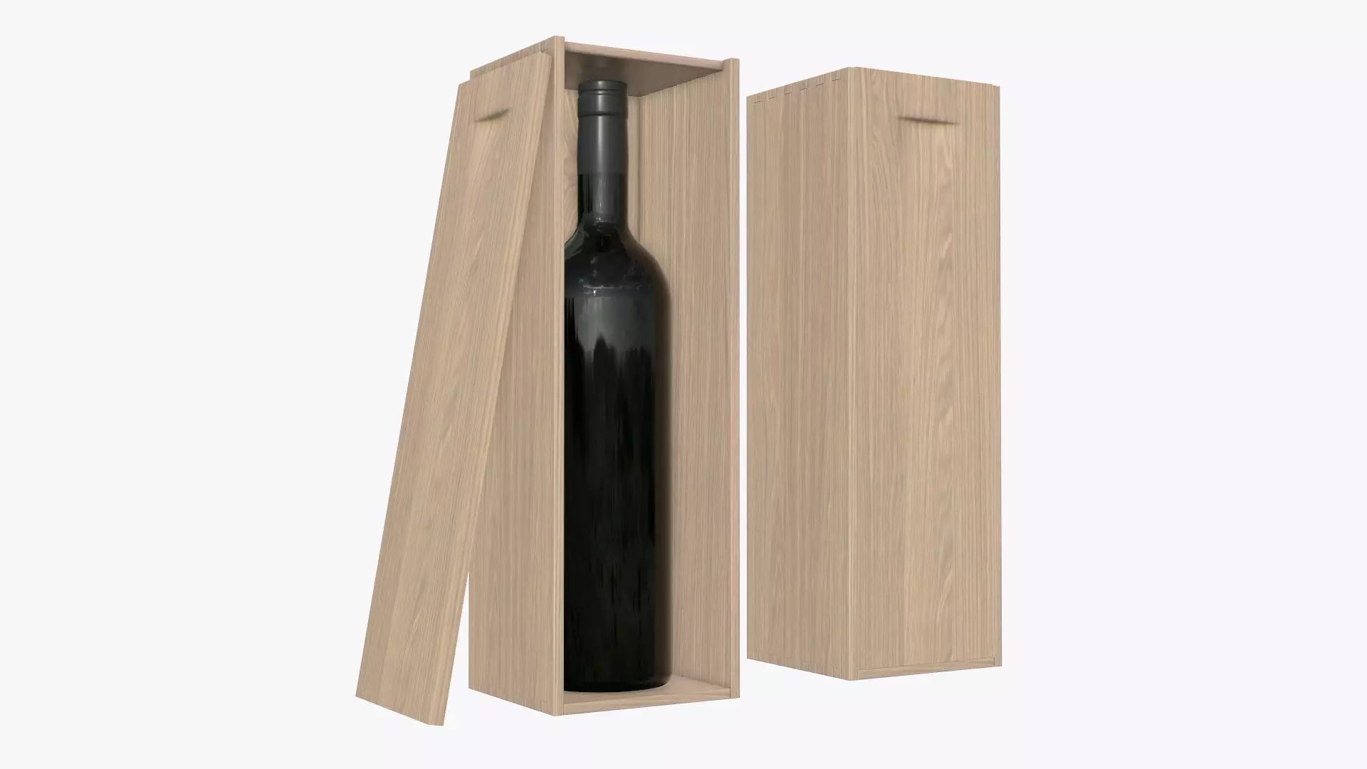 Wine bottle with wooden box 3D model_0