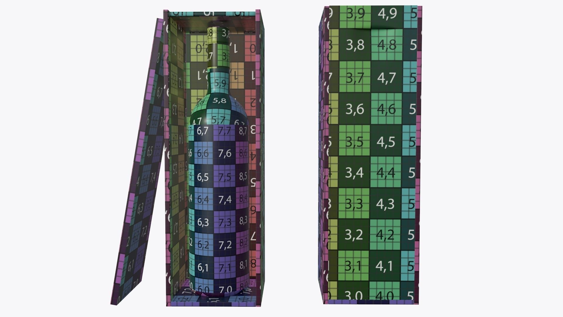 Wine bottle with wooden box 3D model_10