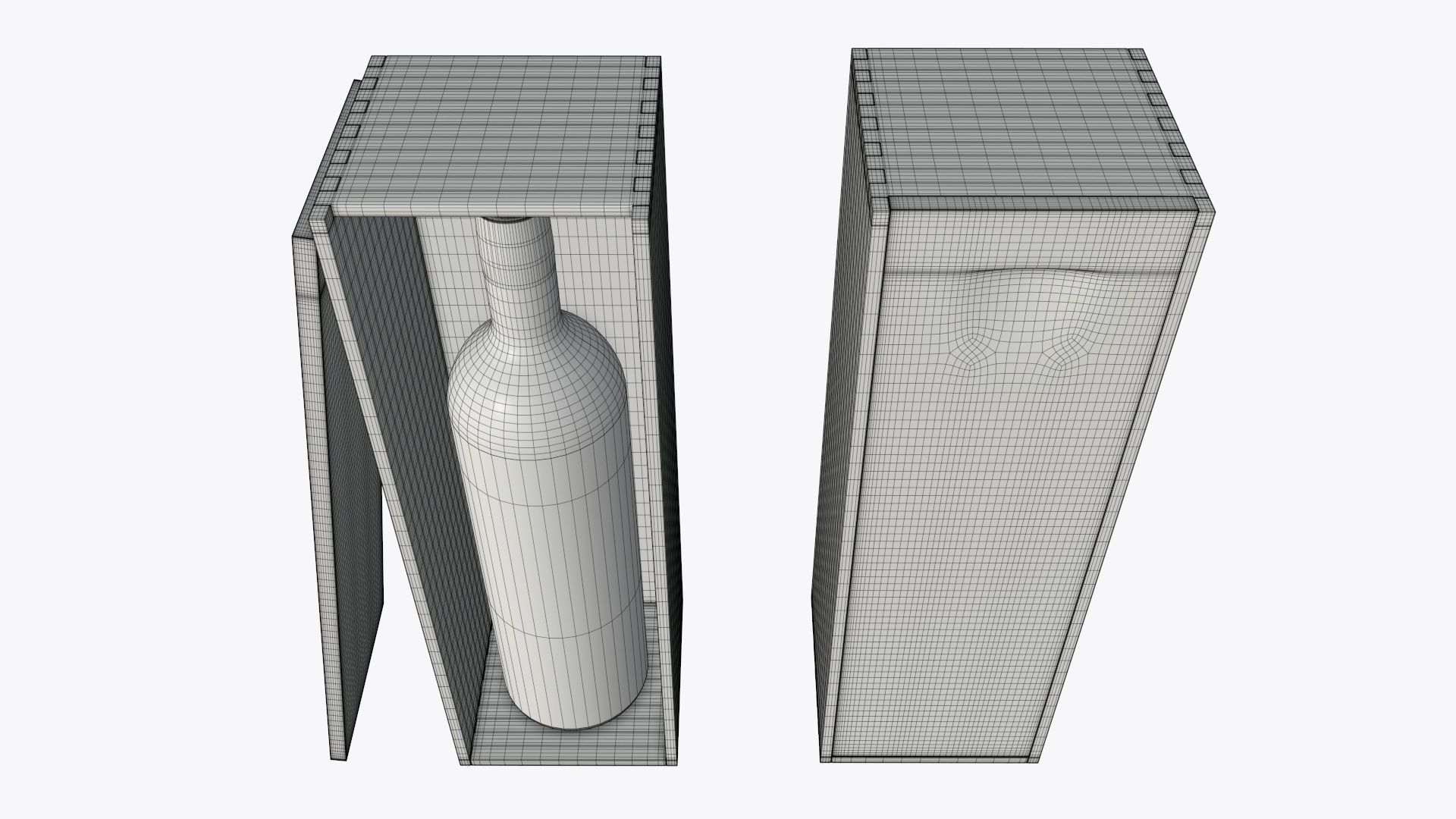 Wine bottle with wooden box 3D model_5