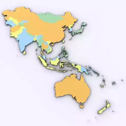 Map of Asia and Oceania 3D model