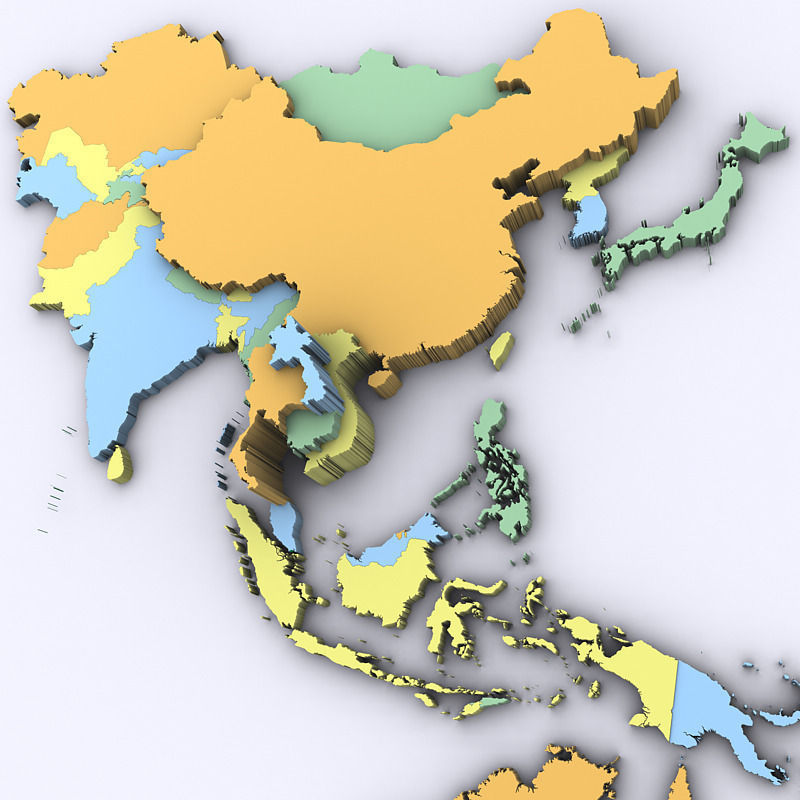 Map of Asia and Oceania 3D model_4