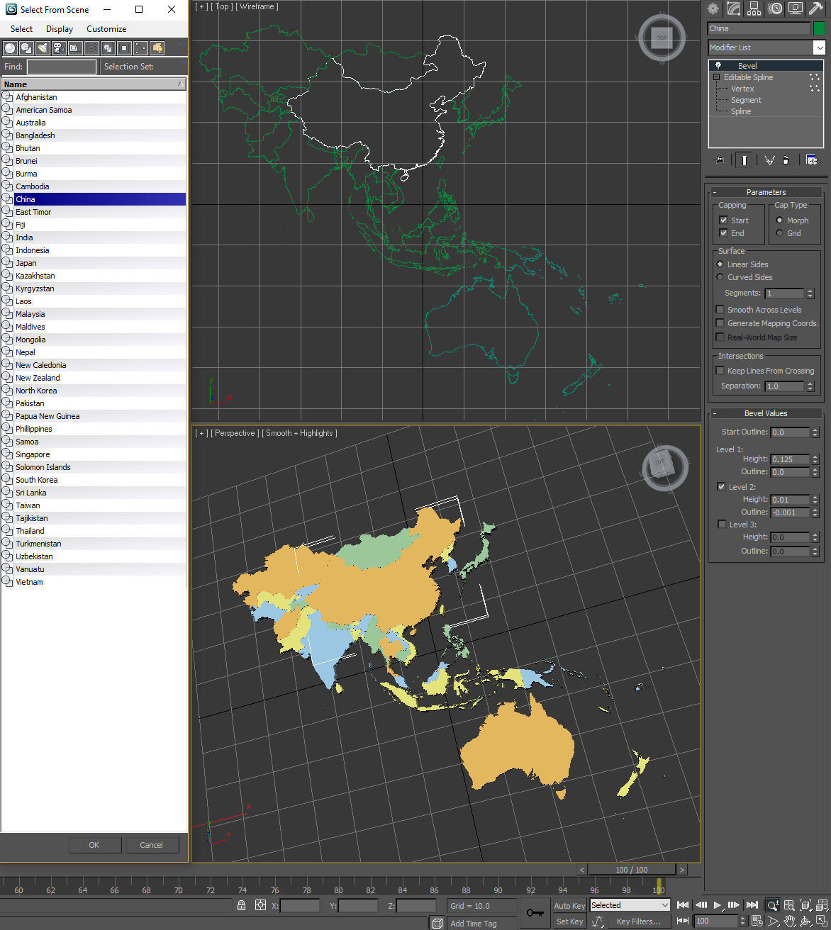Map of Asia and Oceania 3D model_5