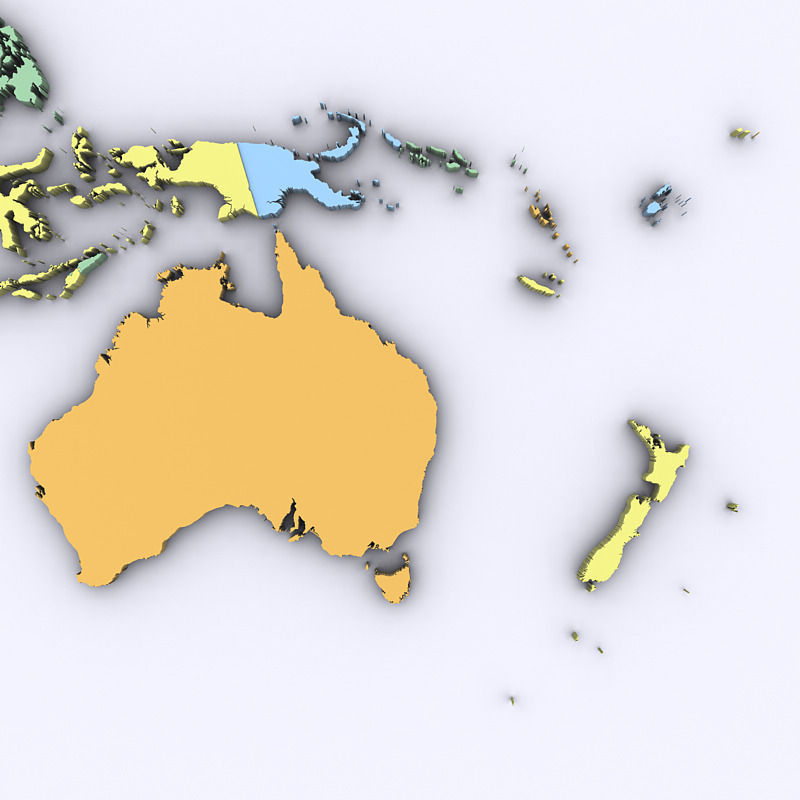 Map of Asia and Oceania 3D model_2