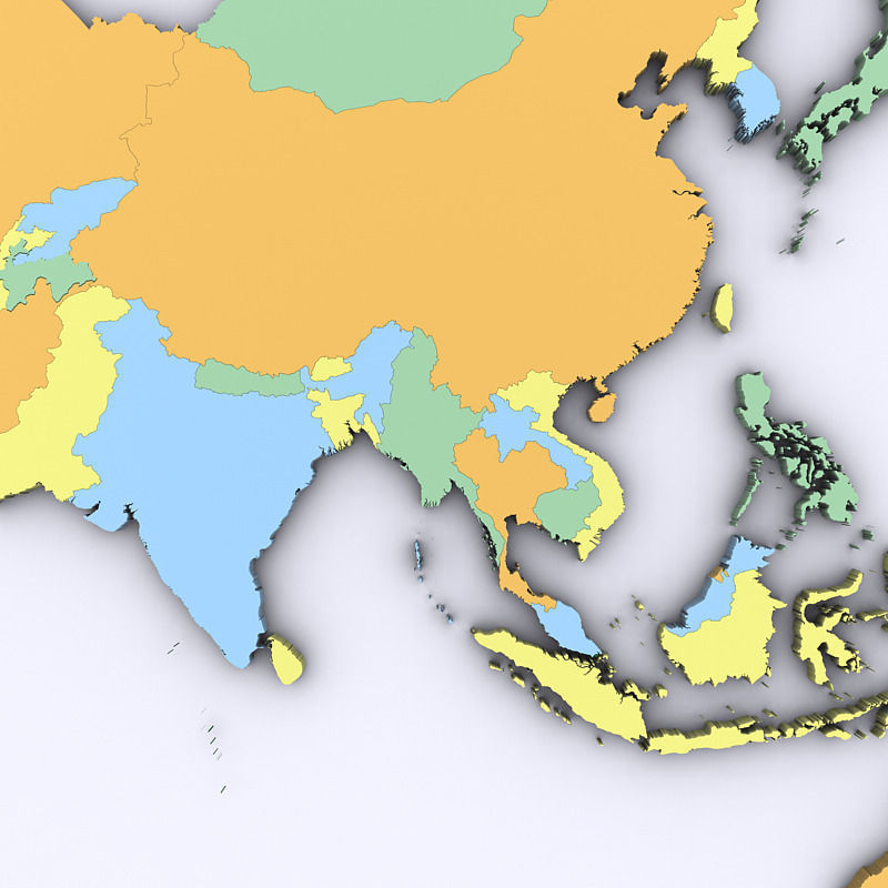 Map of Asia and Oceania 3D model_1