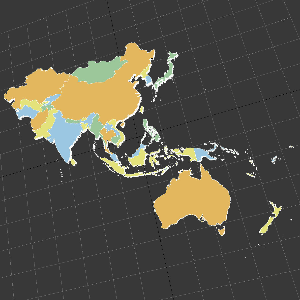 Map of Asia and Oceania 3D model_6