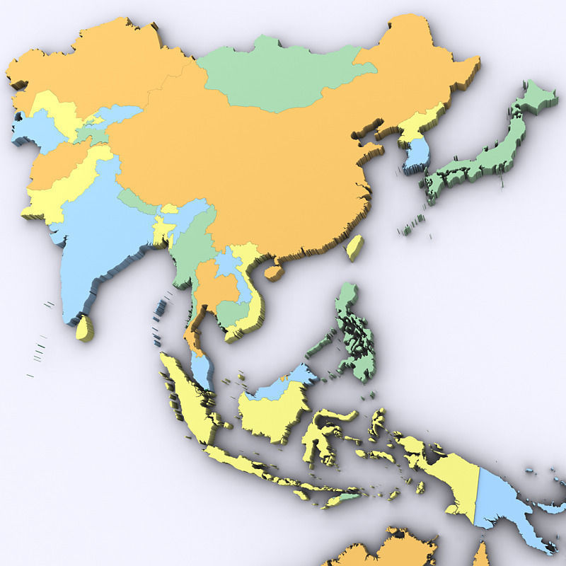 Map of Asia and Oceania 3D model_3