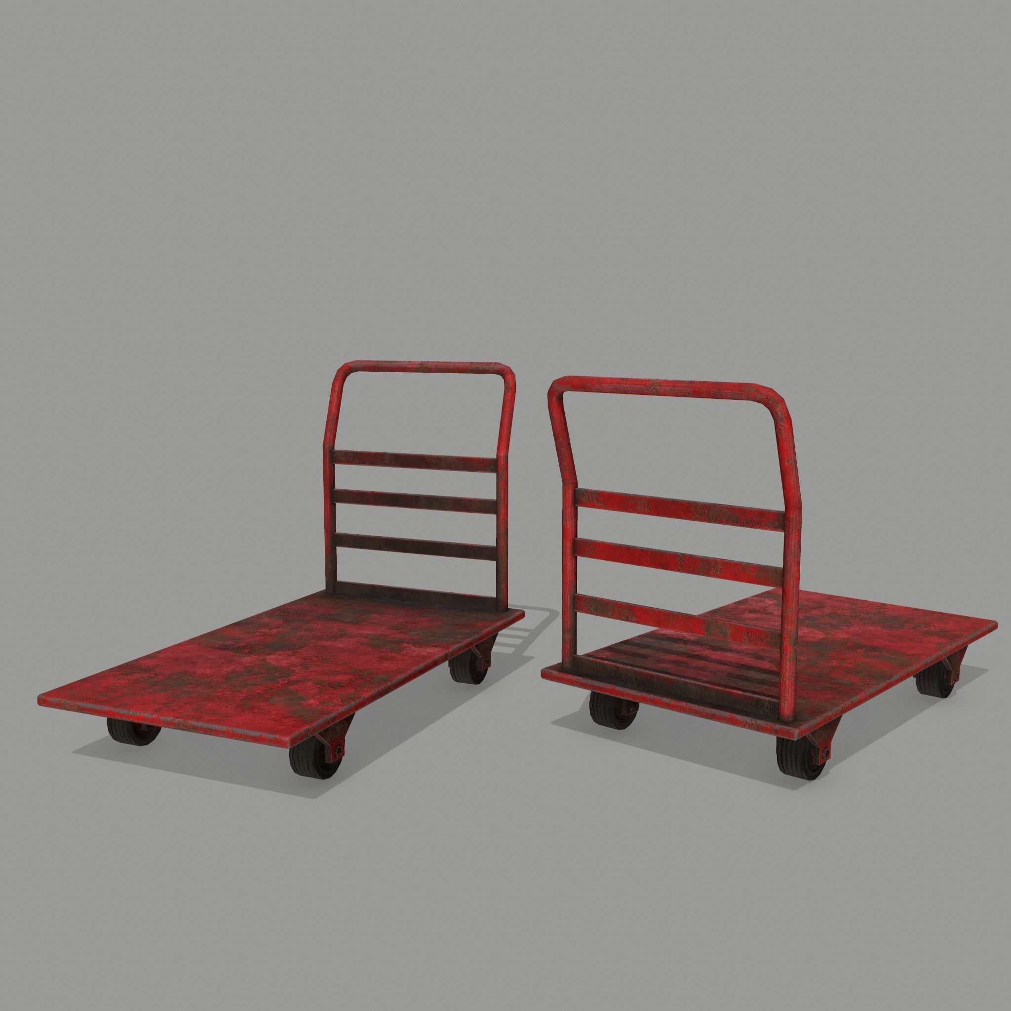 Trolley hand truck Low-poly 3D model_1