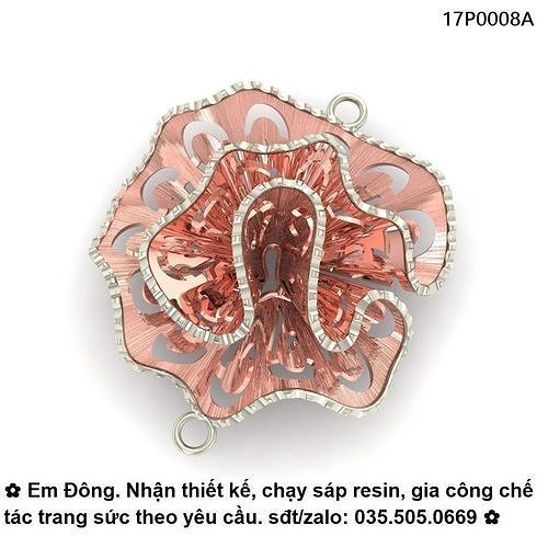 17P0008A em bong rose brooch 3D print model