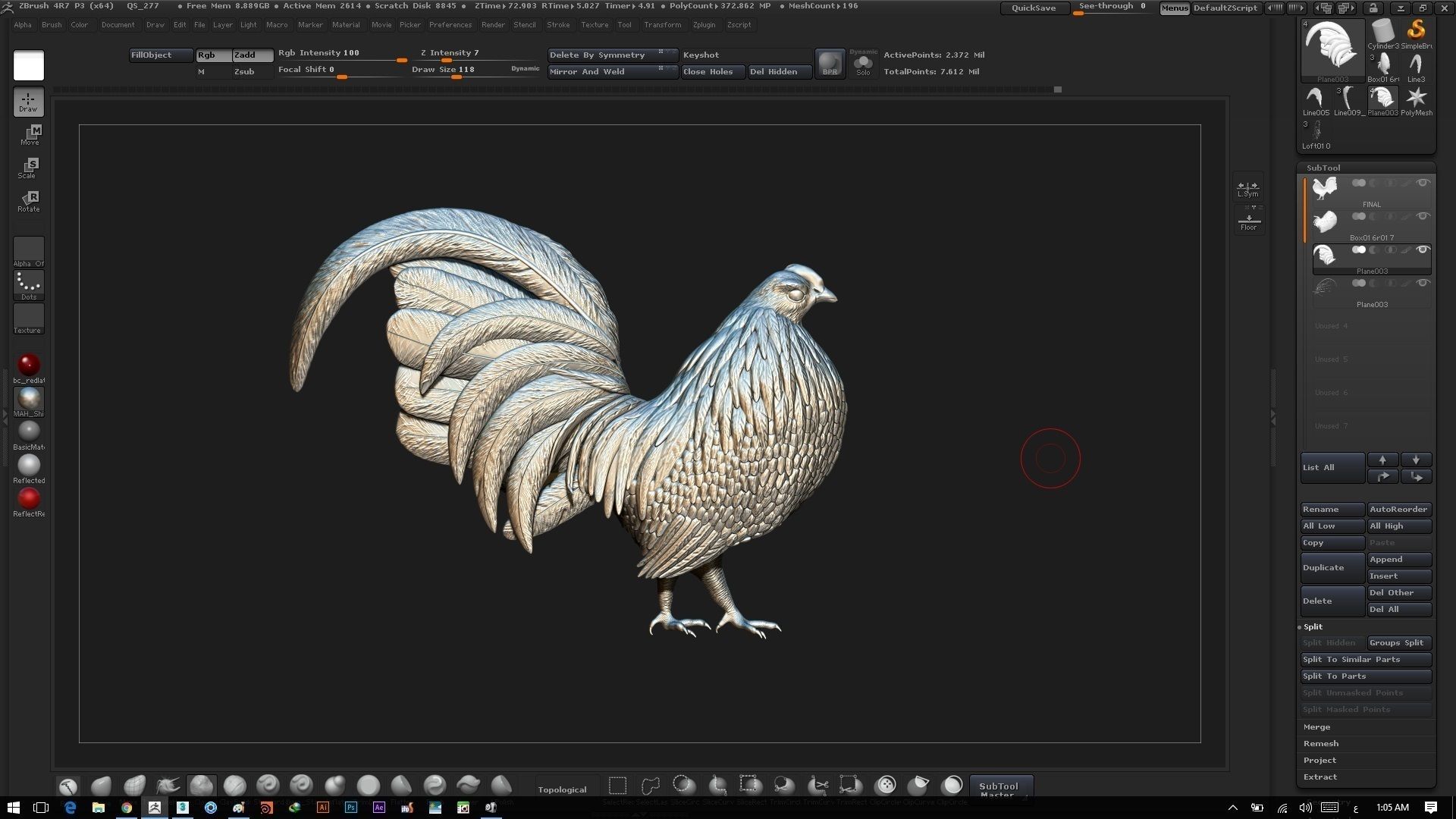 Rooster silver 3D model_11