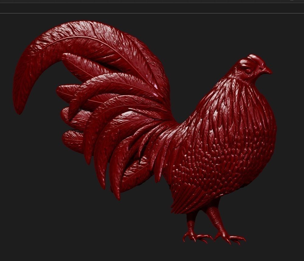 Rooster silver 3D model_2