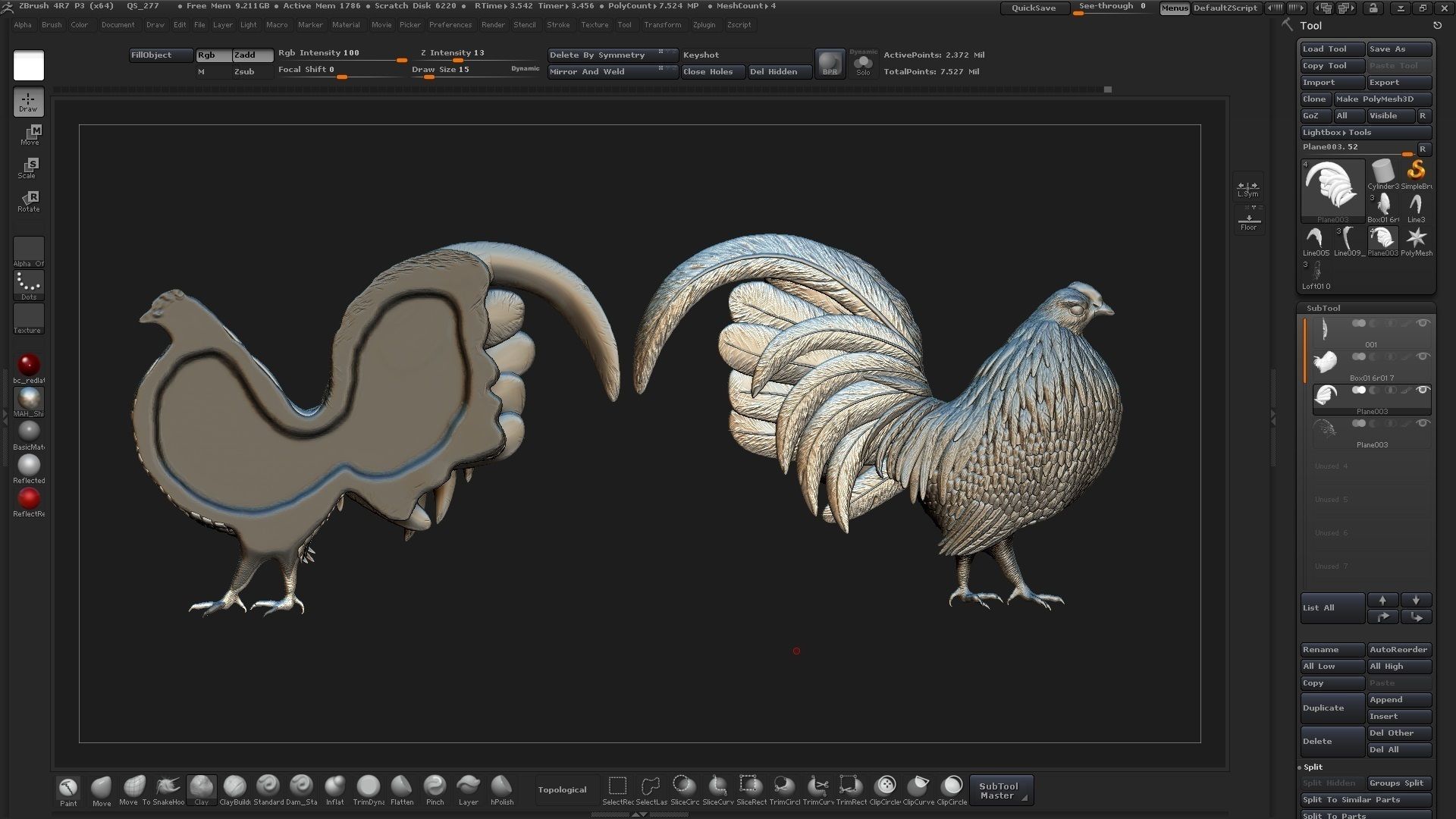 Rooster silver 3D model_6