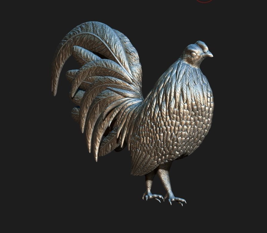 Rooster silver 3D model_1