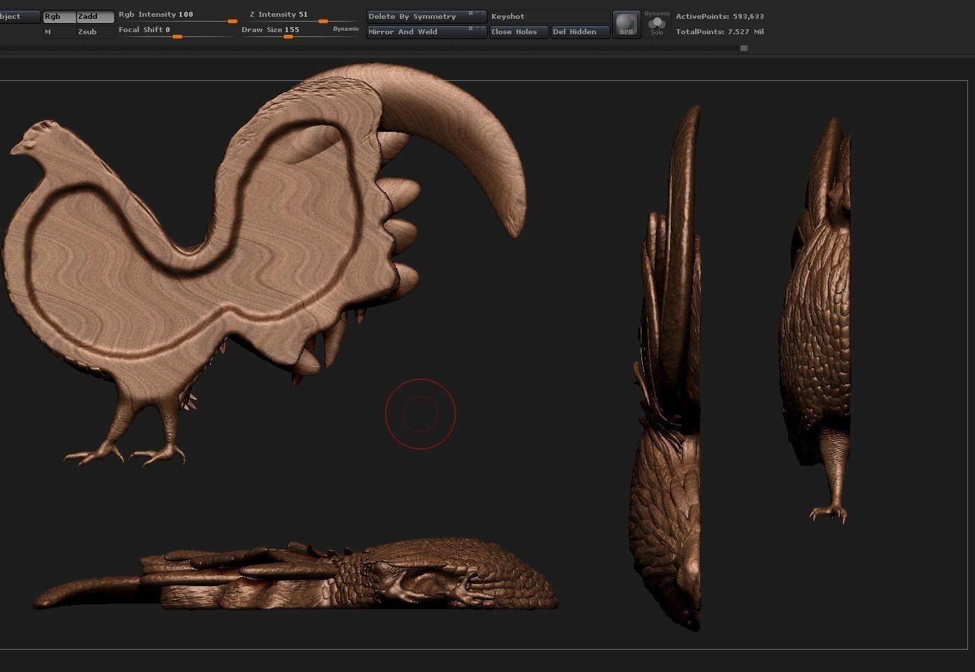 Rooster silver 3D model_3