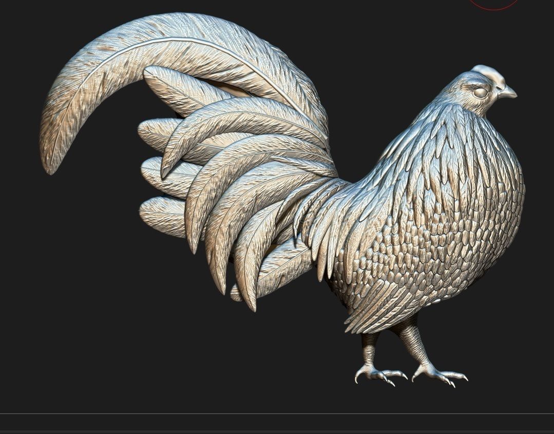 Rooster silver 3D model_5