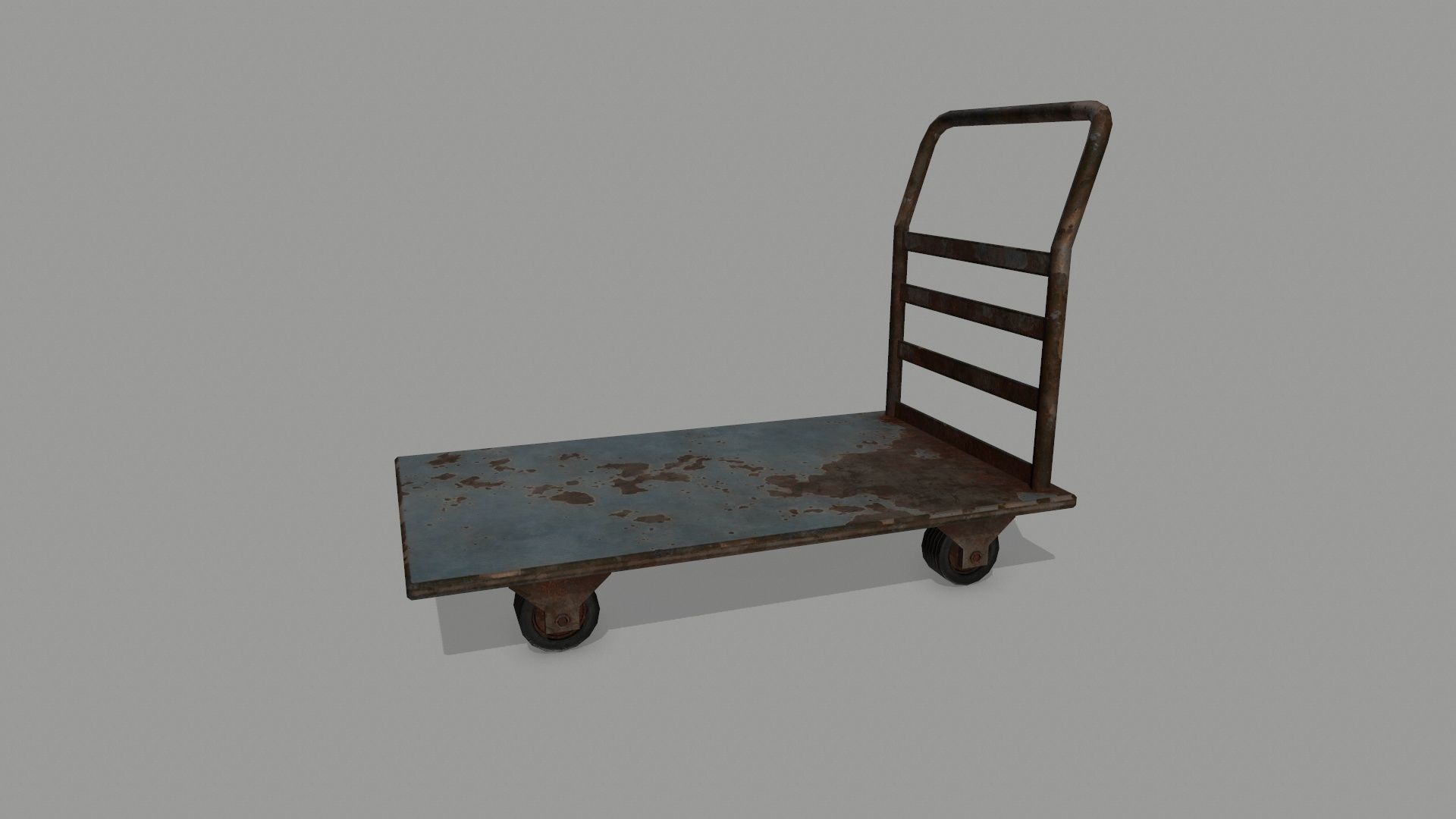 Trolley metal hand cart Low-poly 3D model_3