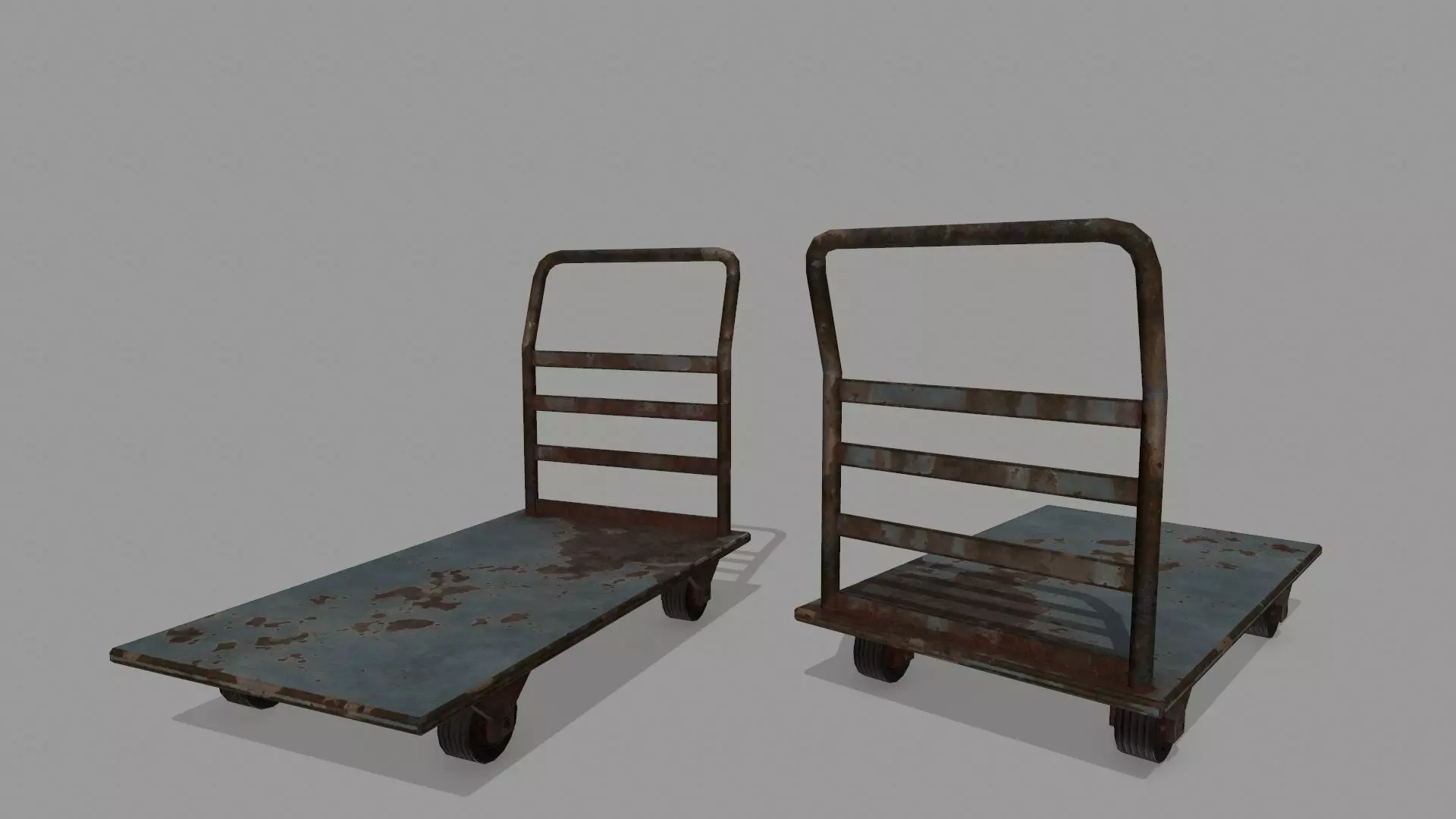 Trolley metal hand cart Low-poly 3D model_0