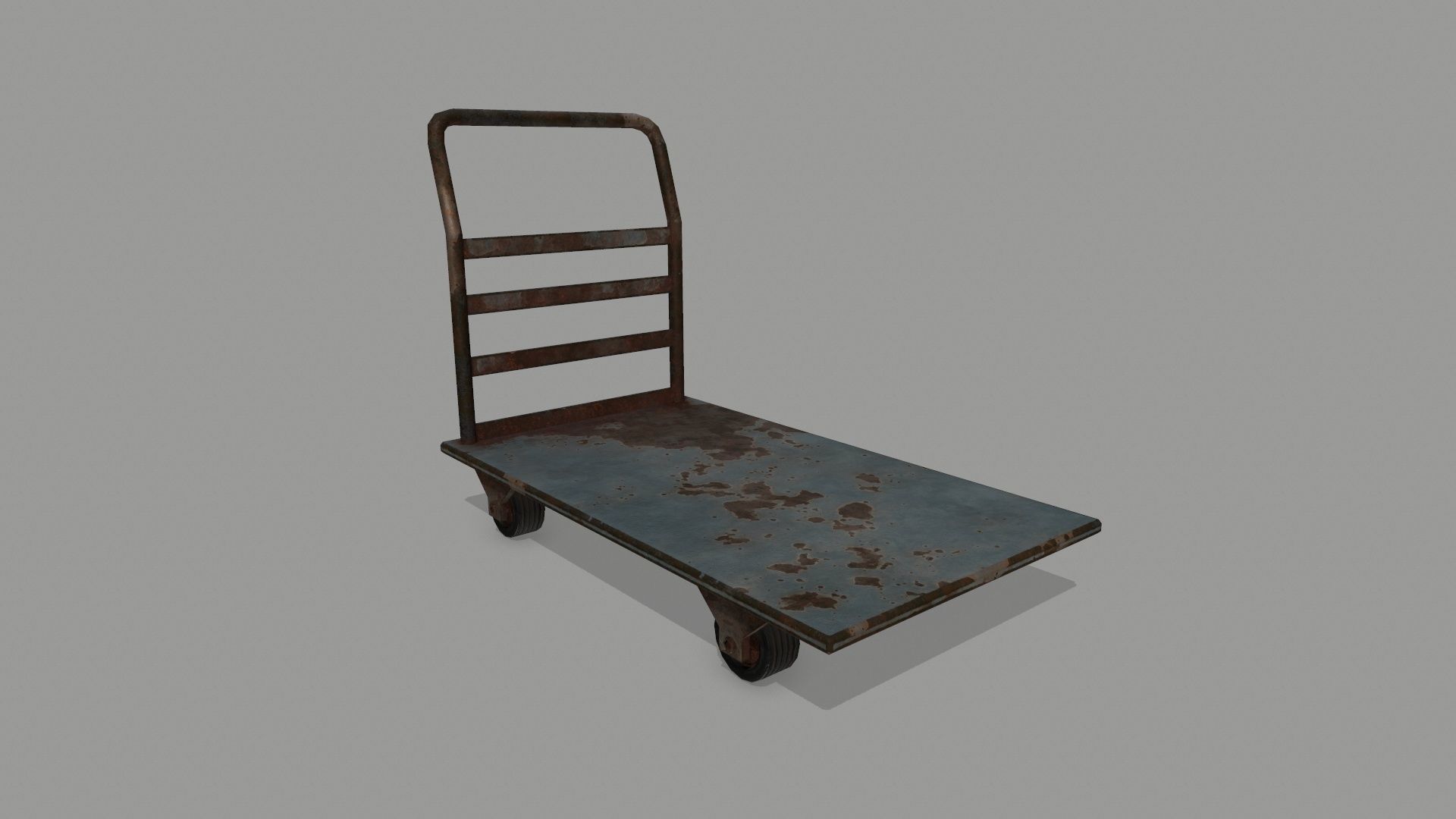 Trolley metal hand cart Low-poly 3D model_5