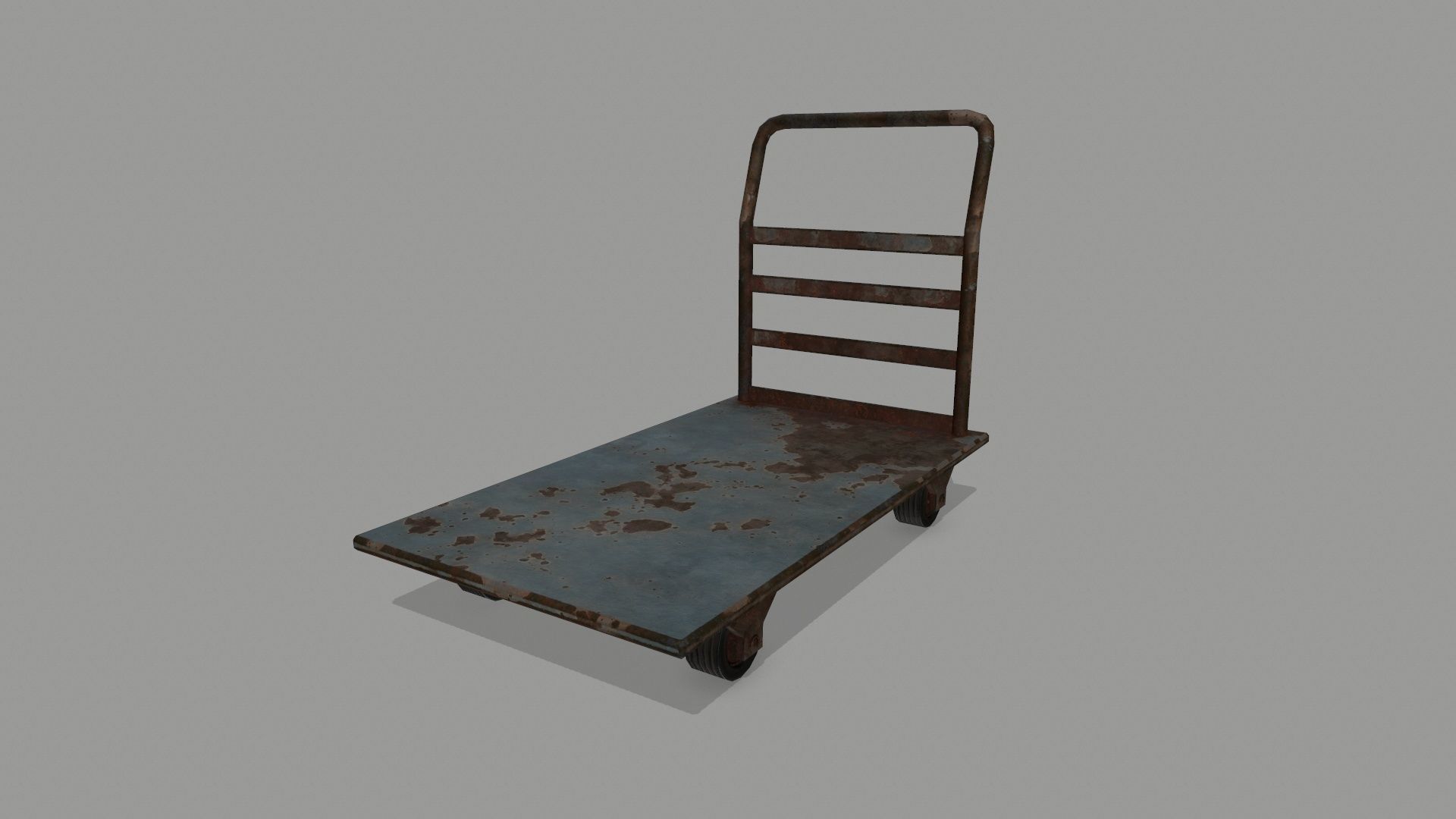 Trolley metal hand cart Low-poly 3D model_4