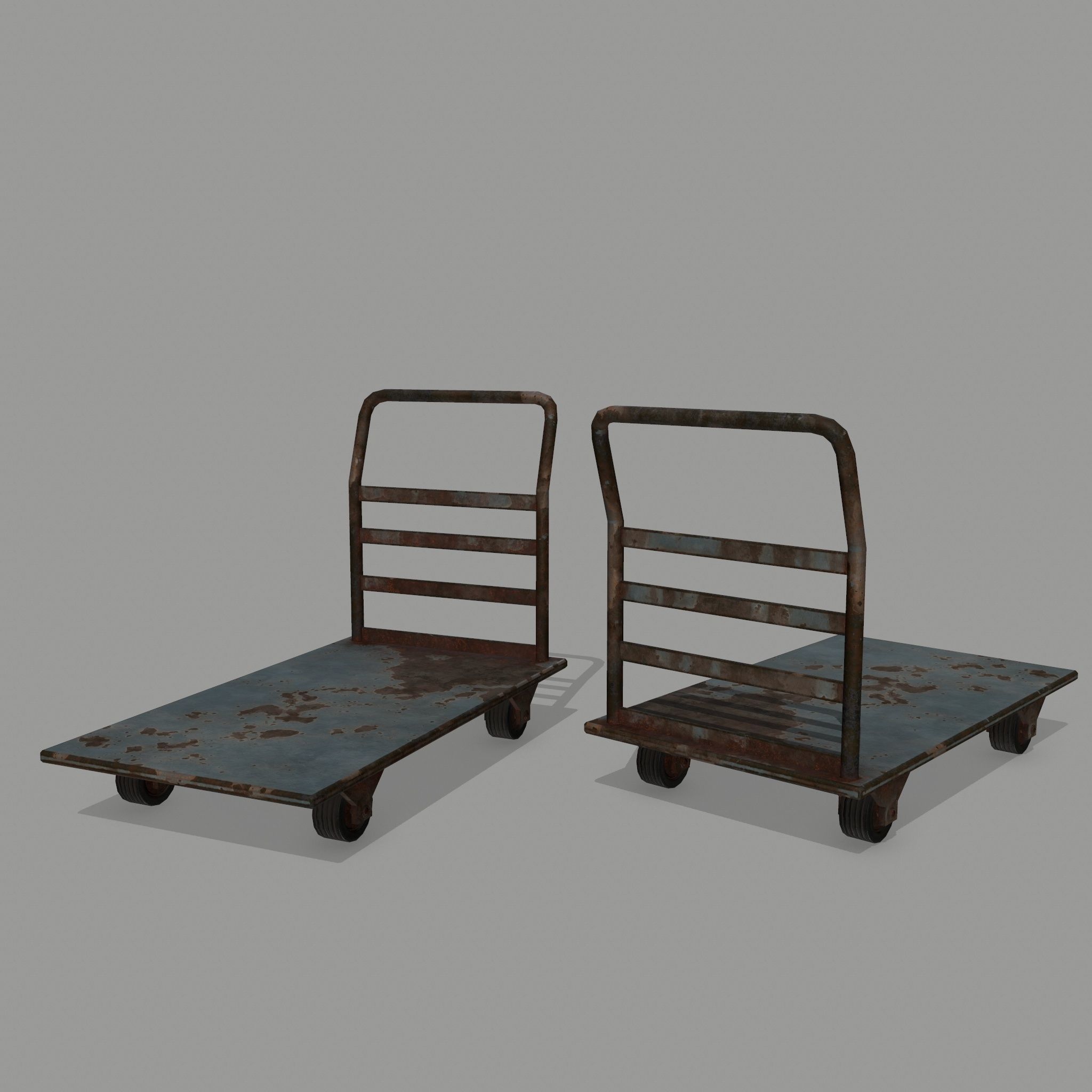 Trolley metal hand cart Low-poly 3D model_1