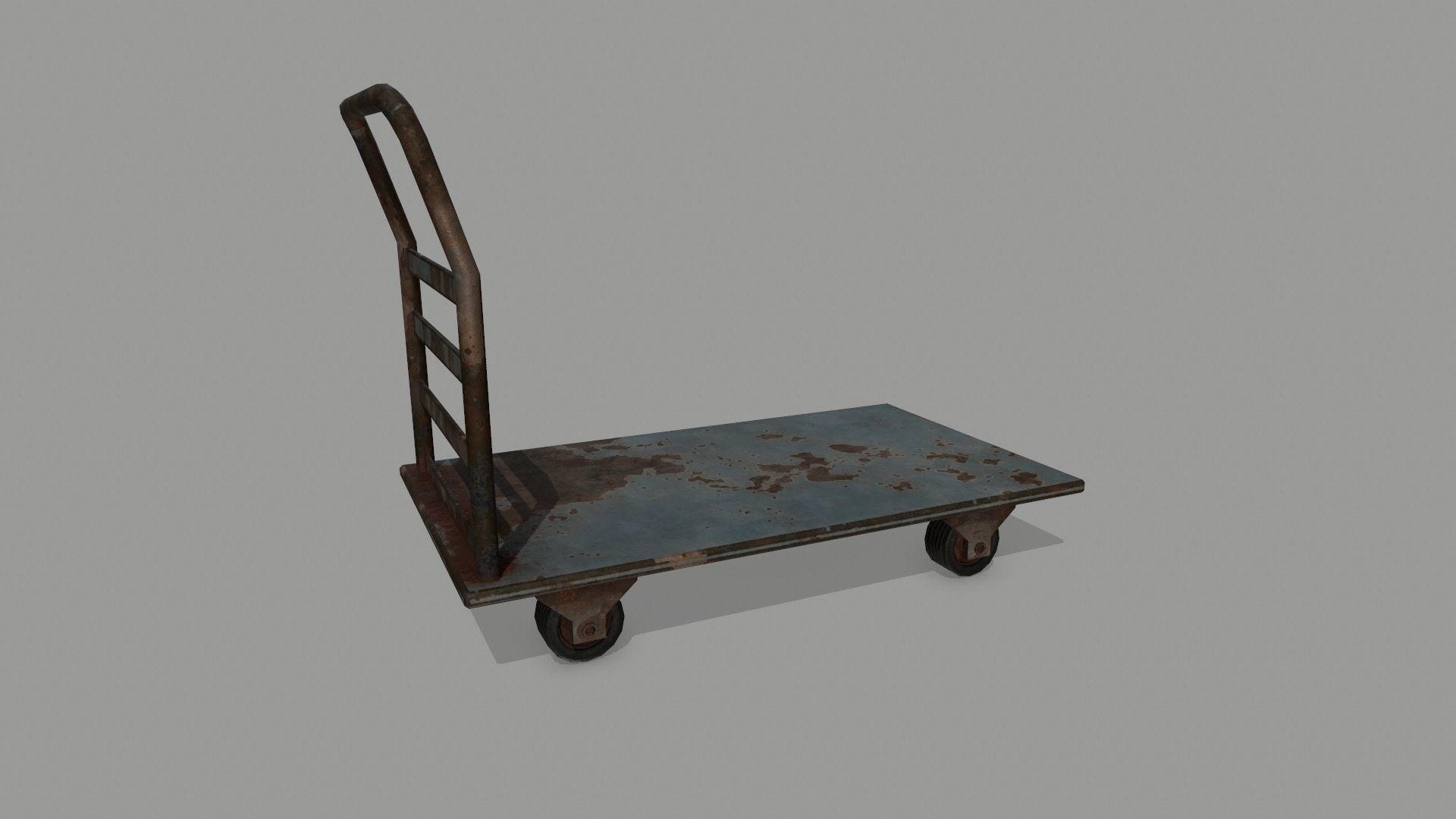Trolley metal hand cart Low-poly 3D model_6