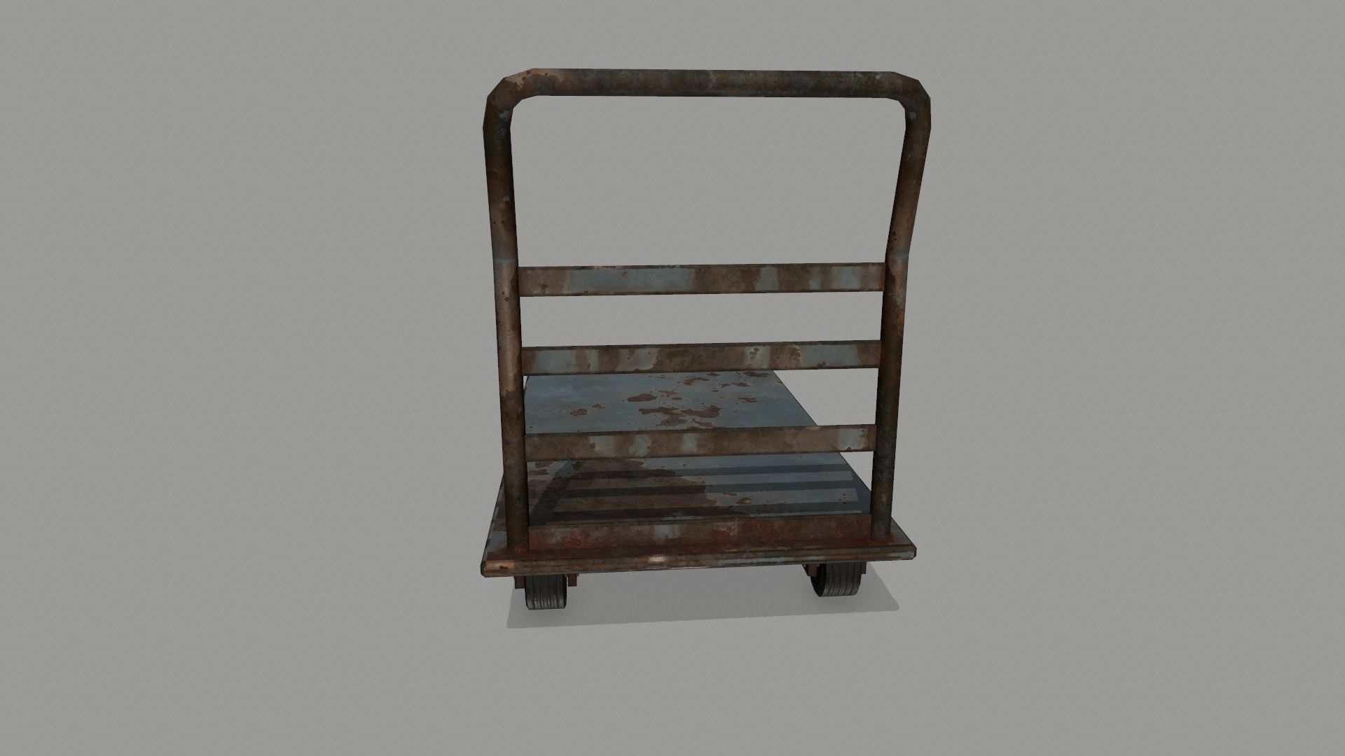 Trolley metal hand cart Low-poly 3D model_7