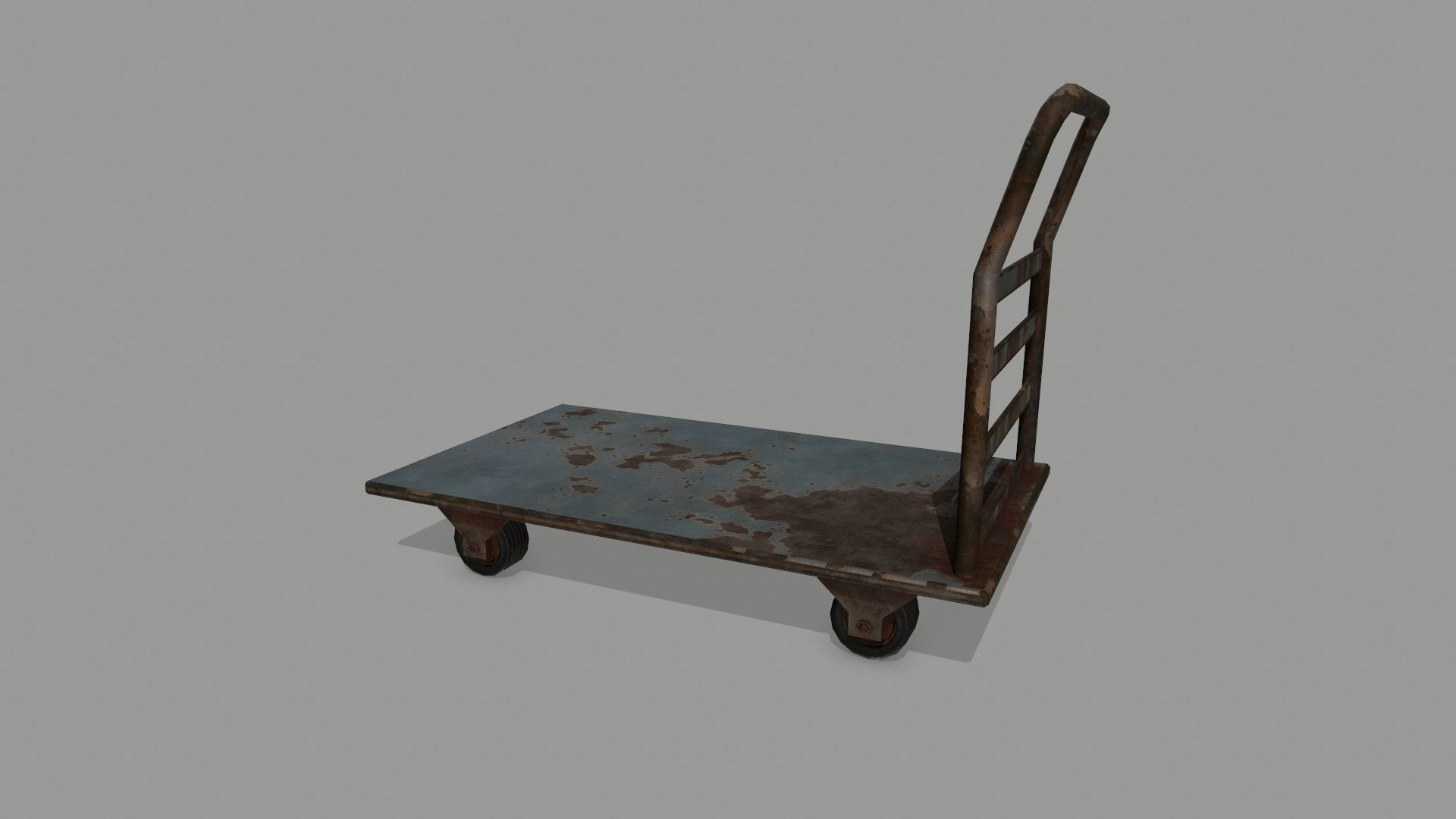 Trolley metal hand cart Low-poly 3D model_8