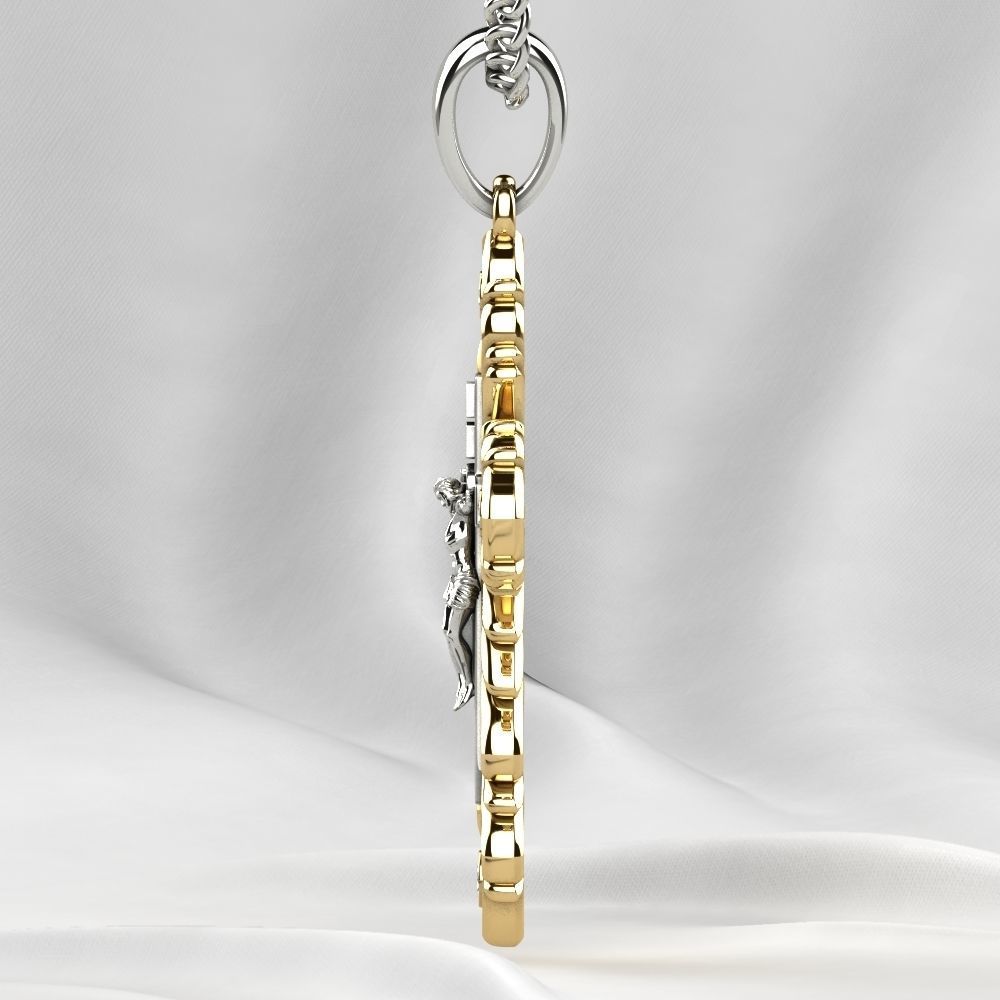 Rhodium Golden Cross with Crucifixion 3D print model_17