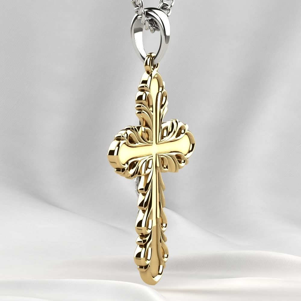 Rhodium Golden Cross with Crucifixion 3D print model_18
