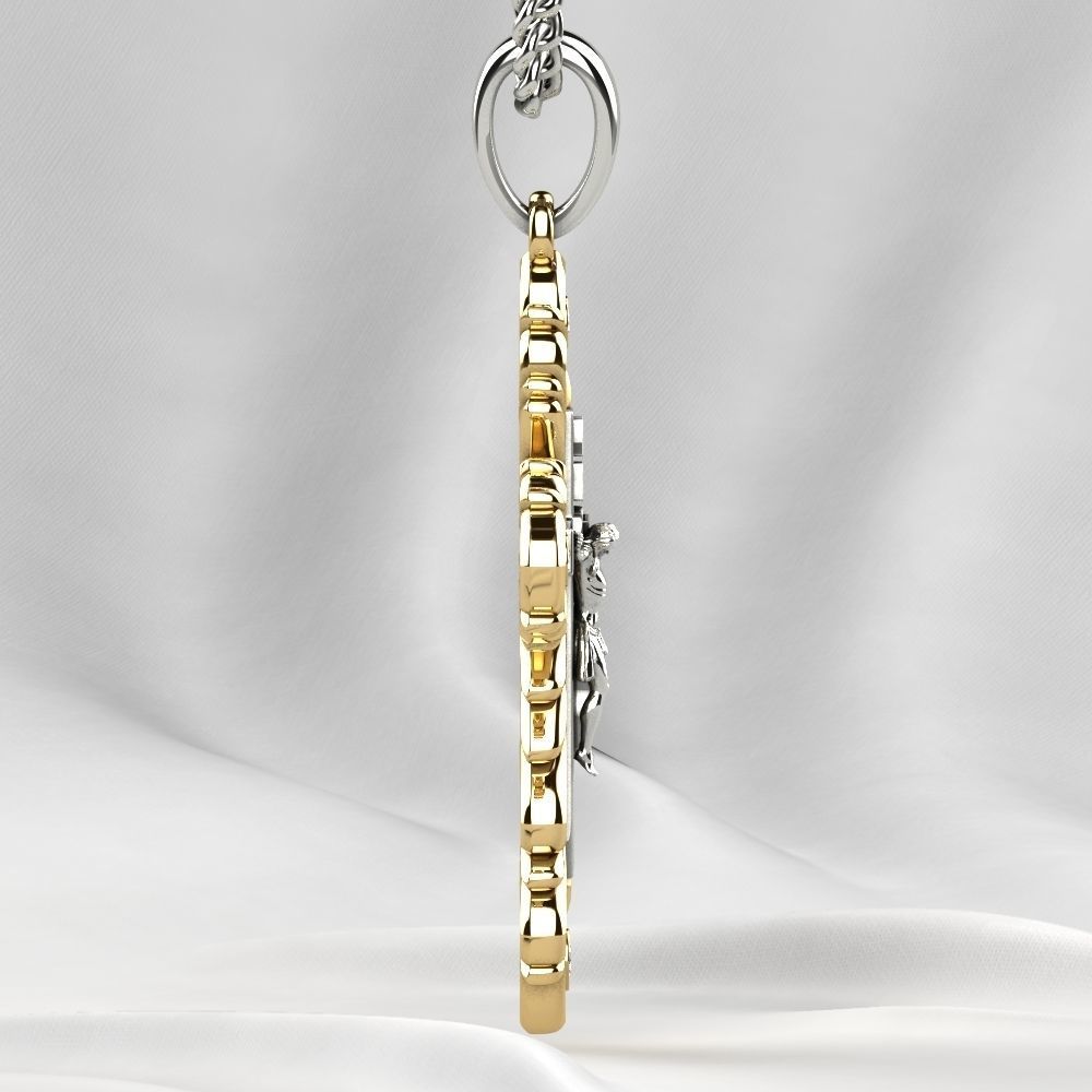 Rhodium Golden Cross with Crucifixion 3D print model_11