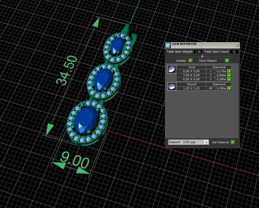 Earrings with hang ovals 3D print model_2