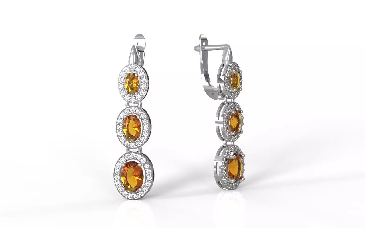 Earrings with hang ovals 3D print model_0