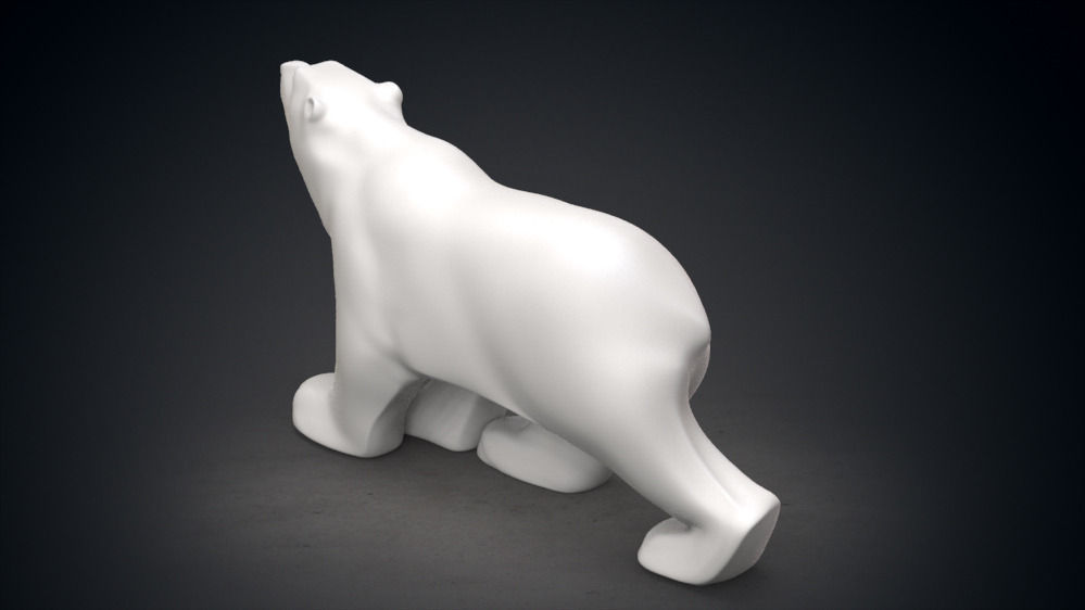 Polar Bear Modern Marble Sculpture Low-poly 3D model_6