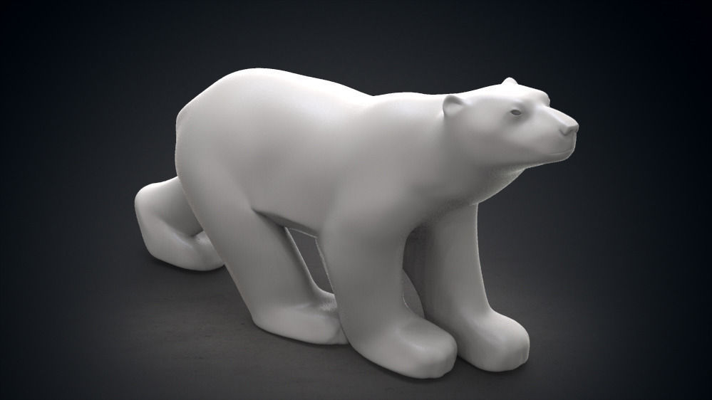 Polar Bear Modern Marble Sculpture Low-poly 3D model_10