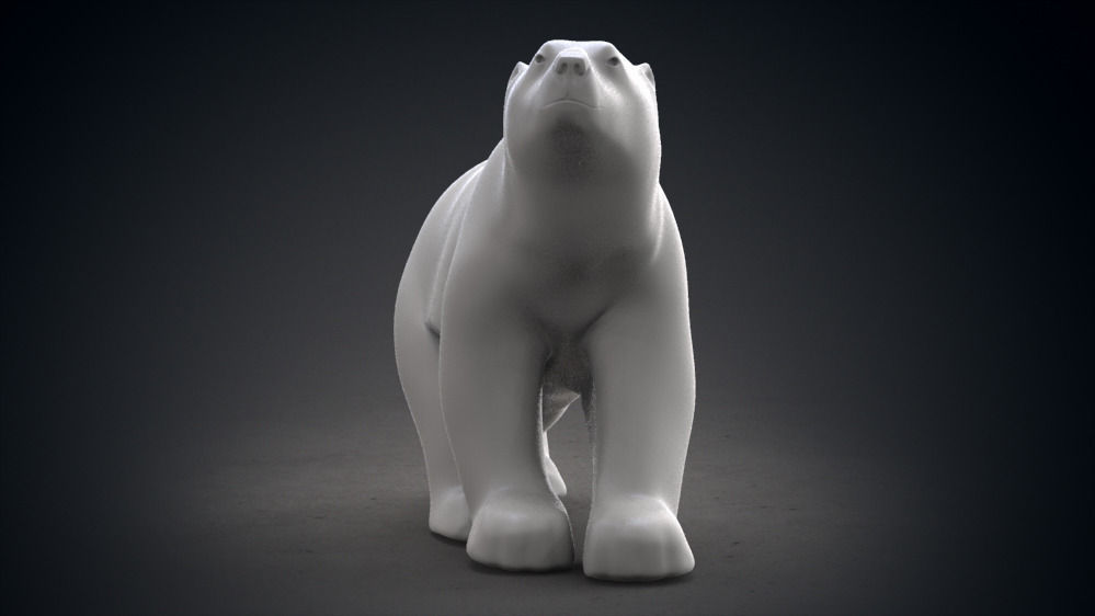 Polar Bear Modern Marble Sculpture Low-poly 3D model_9