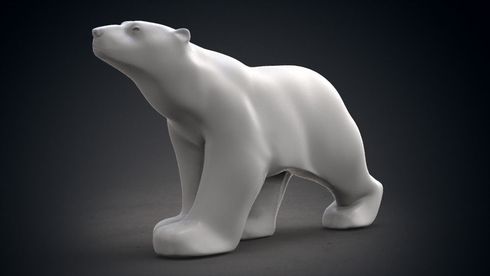Polar Bear Modern Marble Sculpture Low-poly 3D model_8