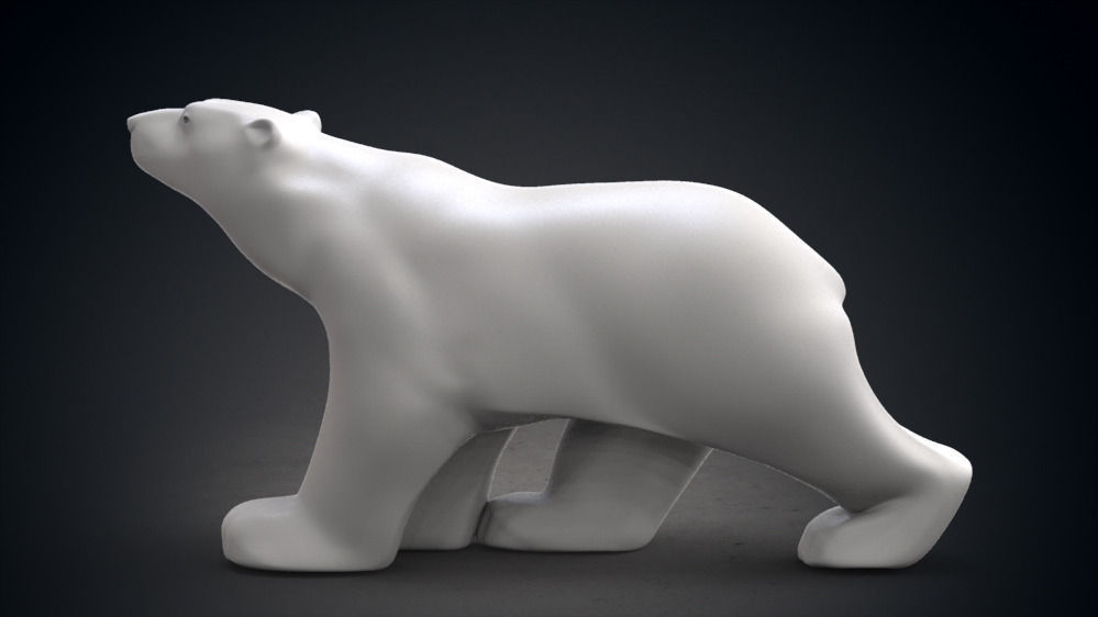 Polar Bear Modern Marble Sculpture Low-poly 3D model_2