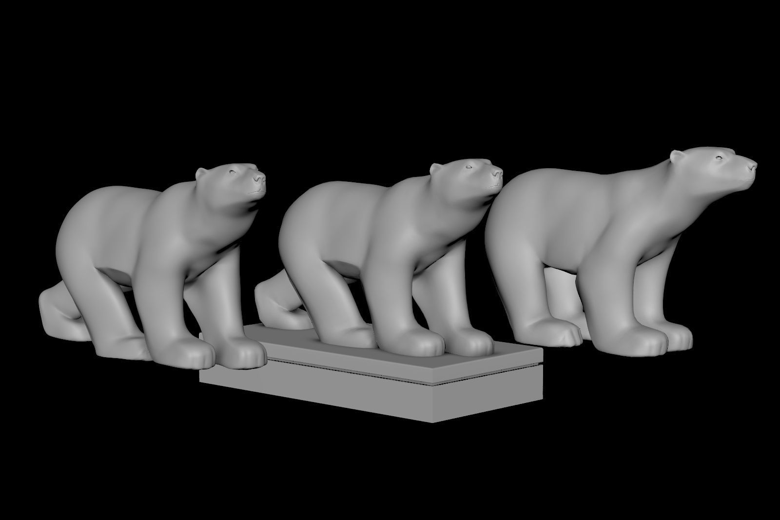 Polar Bear Modern Marble Sculpture Low-poly 3D model_12