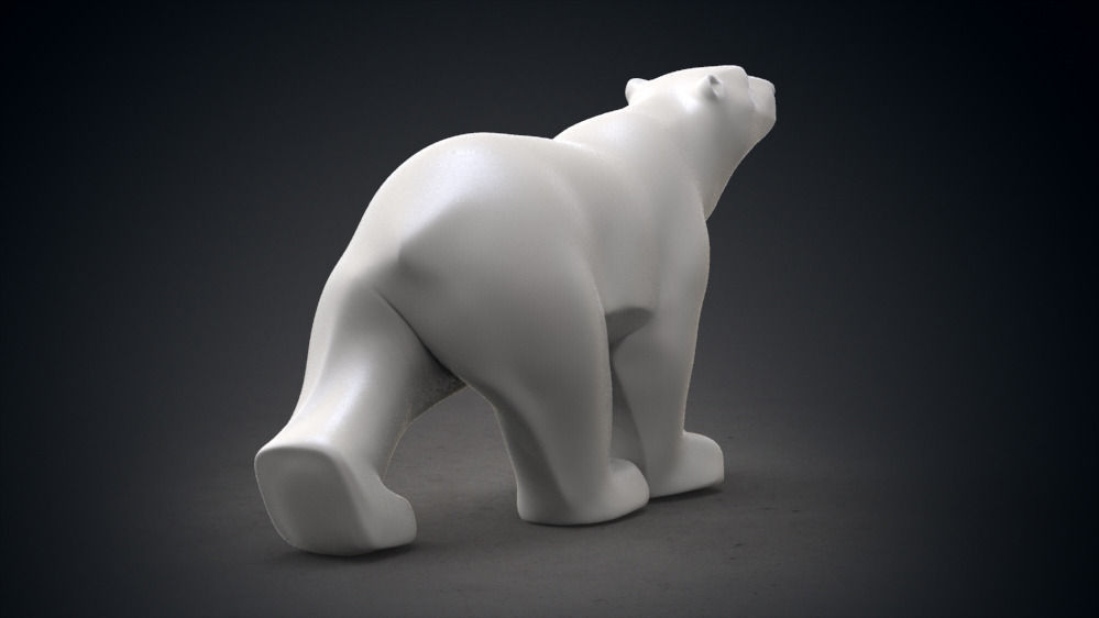 Polar Bear Modern Marble Sculpture Low-poly 3D model_11