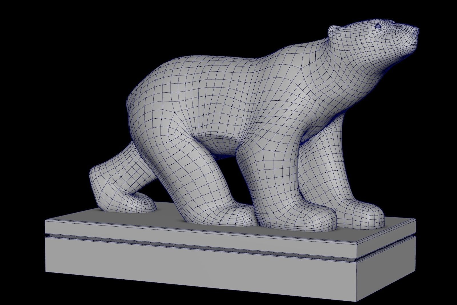 Polar Bear Modern Marble Sculpture Low-poly 3D model_17