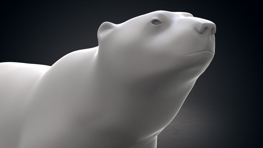 Polar Bear Modern Marble Sculpture Low-poly 3D model_3