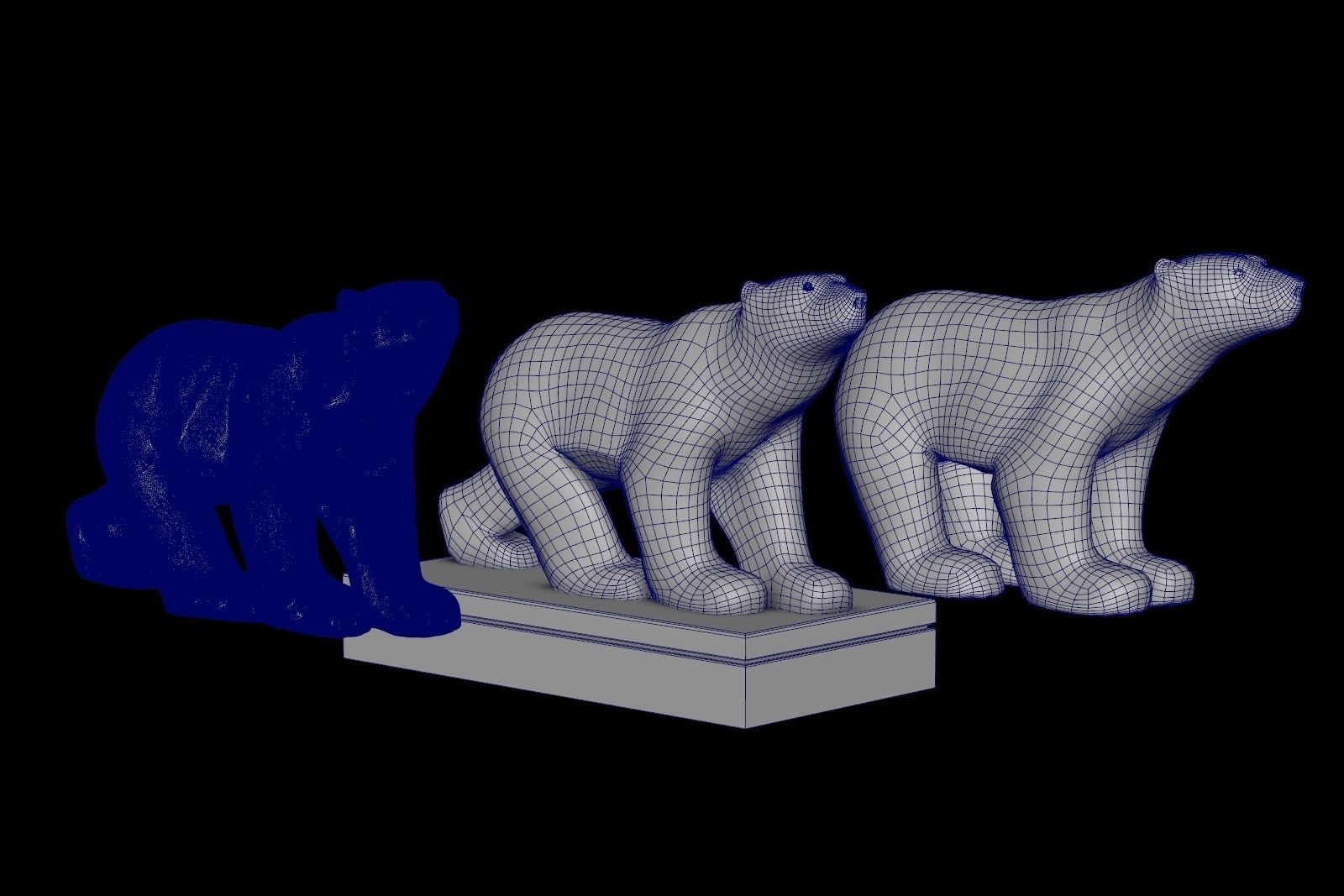 Polar Bear Modern Marble Sculpture Low-poly 3D model_13