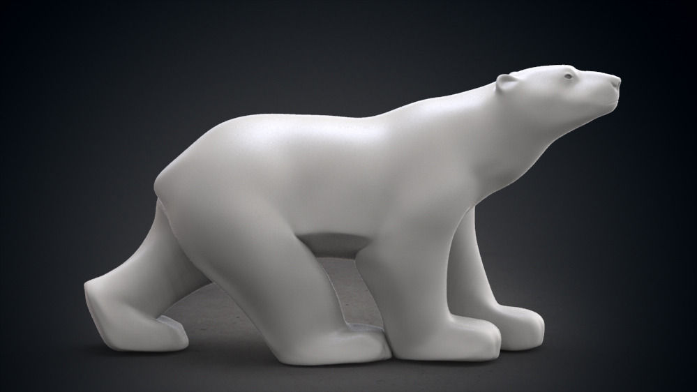 Polar Bear Modern Marble Sculpture Low-poly 3D model_4