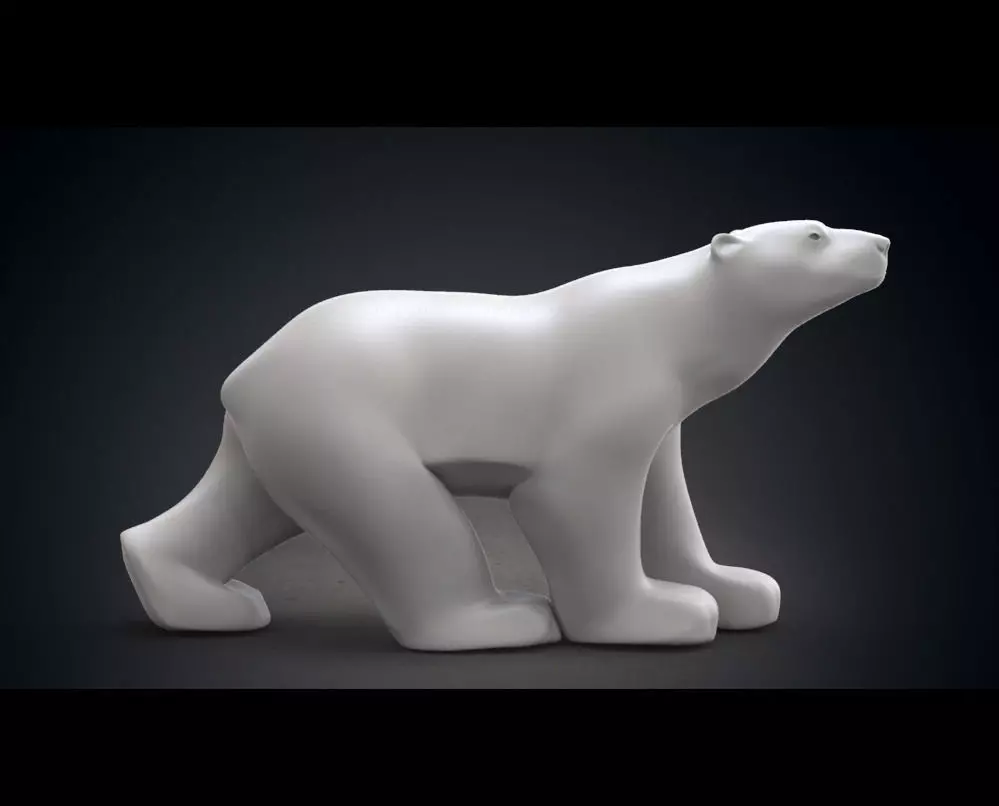 Polar Bear Modern Marble Sculpture Low-poly 3D model_0