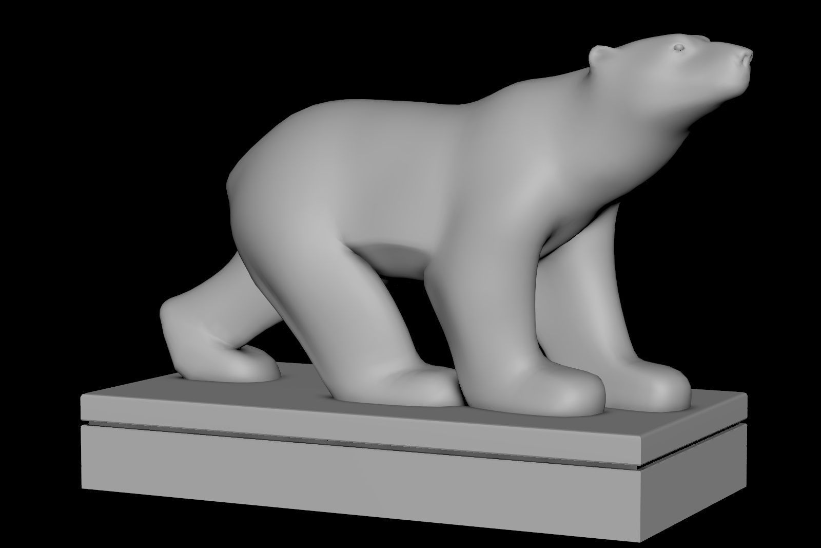 Polar Bear Modern Marble Sculpture Low-poly 3D model_16